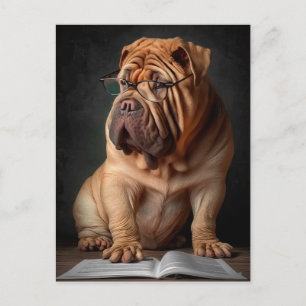 Carte Postale Shar Pei Chien intelligent avec conception de livr