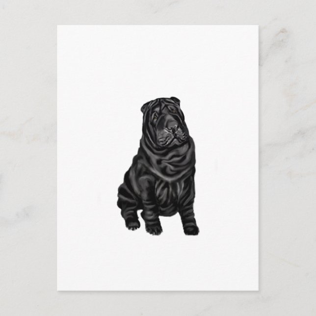 Carte Postale Shar-Pei Chinois - noir (Devant)