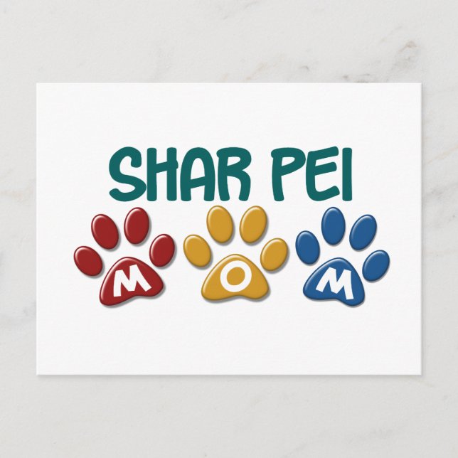 Carte Postale SHAR PEI Maman Empreinte de patte 1 (Devant)
