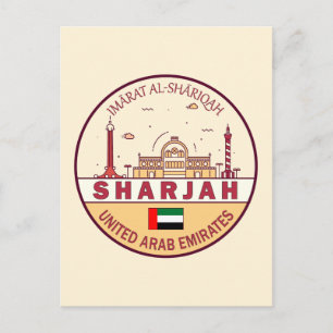 Carte Postale Sharjah Émirats arabes unis Emblem Skyline de la v