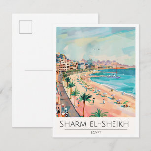 Carte Postale Sharm El-Sheikh Egypte Illustration Vintage Voyage