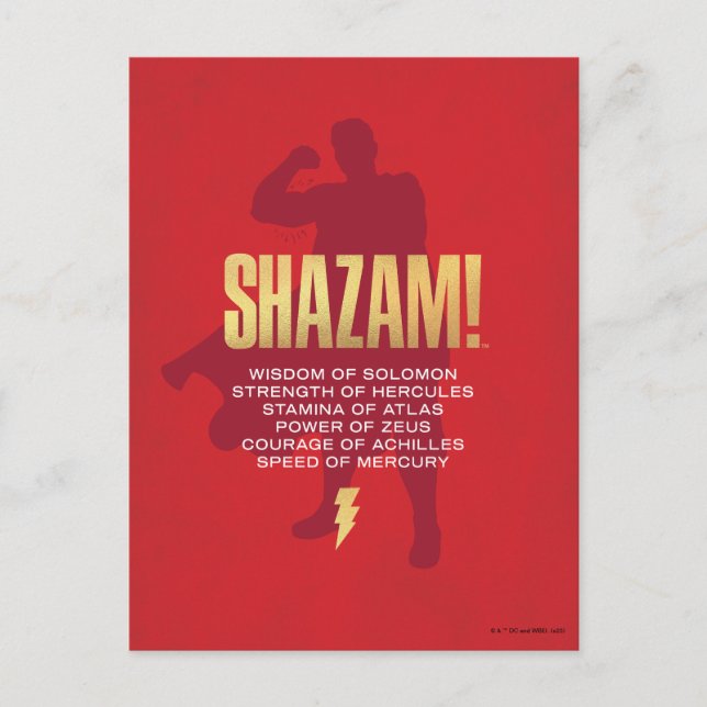 Carte Postale SHAZAM ! Furie des dieux | Silhouette Flexante (Devant)