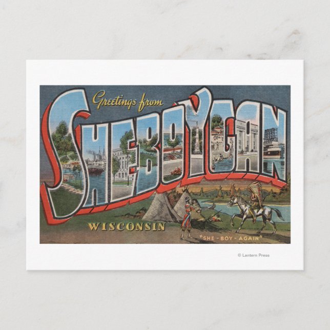 Carte Postale Sheboygan, Wisconsin (Indiens # 1) (Devant)