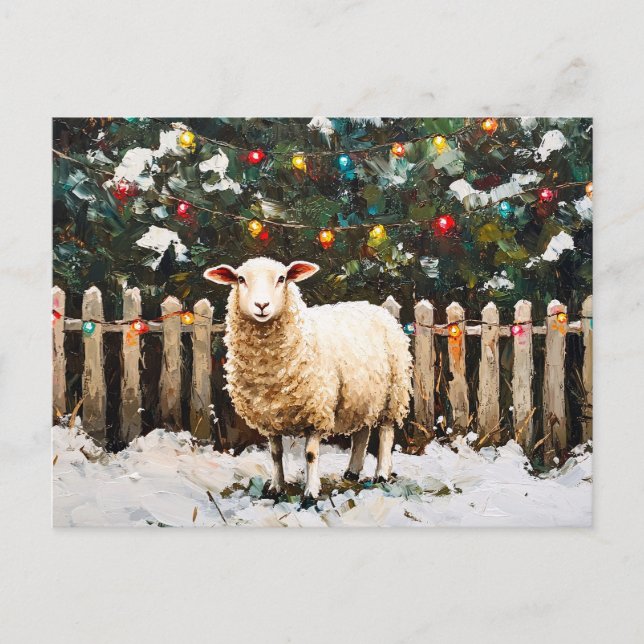 Carte Postale Sheep in Holiday Snow Scene (Devant)