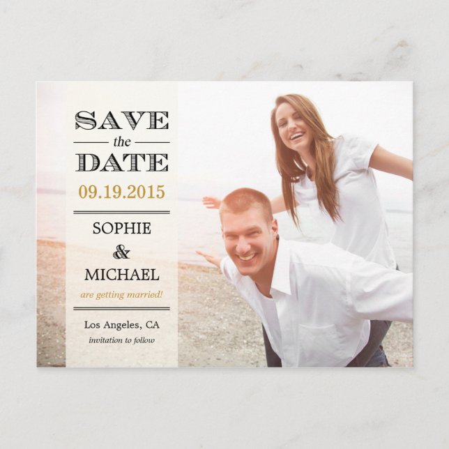 Carte postale 'Sheer Overlay Save The Date' - Crèm (Devant)