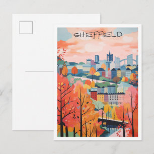 Carte Postale Sheffield Angleterre Art de Voyage Vintage