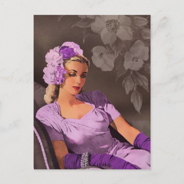 Carte Postale Sheila - 1940s Evening Wear à Lilac et Taupe (Devant)