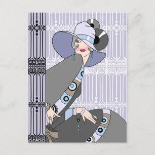 Carte Postale Shelby, Dame des années 1930 à Mauve et Grey