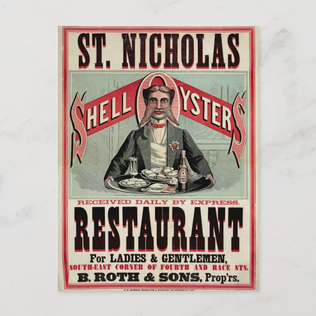 Carte Postale Shell Oysters Vintage Advertisement (Devant)