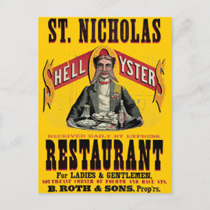 Carte Postale Shell Oysters Vintage Advertisement