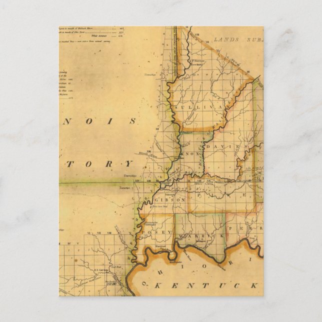 Carte Postale Shelton et Kensett's Map Of State Of Indiana (Devant)