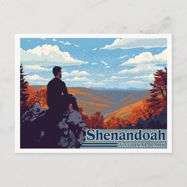 Carte Postale Shenandoah Skyline Drive Art d'automne (Devant)