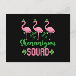 Carte Postale Shenanigan Squad Flamant rose Leprechaun St Patric