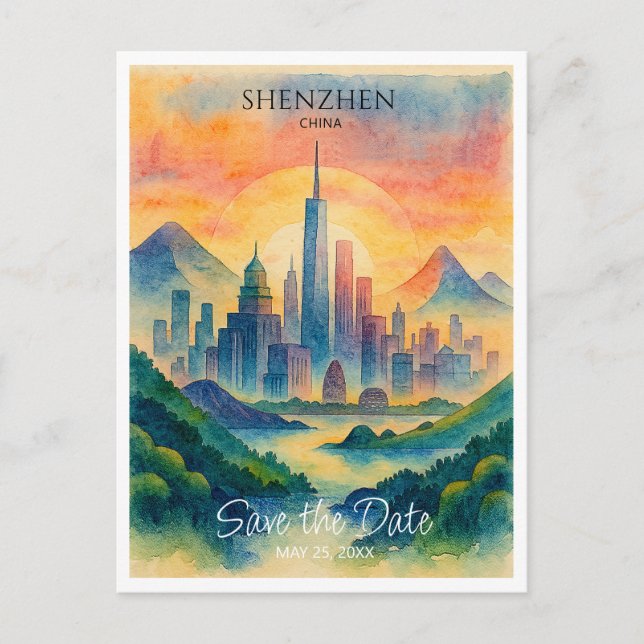 Carte Postale Shenzhen Chine Destination Enregistrer la Date  (Devant)