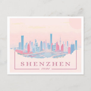 Carte Postale Shenzhen Chine Futuriste Skyline Pastel Travel