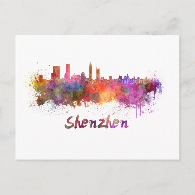 Carte Postale Shenzhen skyline en aquarelle (Devant)