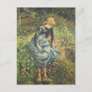 Carte Postale Shepherdess by Camille Pissarro, Vintage Fine Art