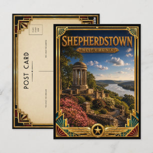 Carte Postale Shepherdstown Virginie-Occidentale Art Déco Doré V