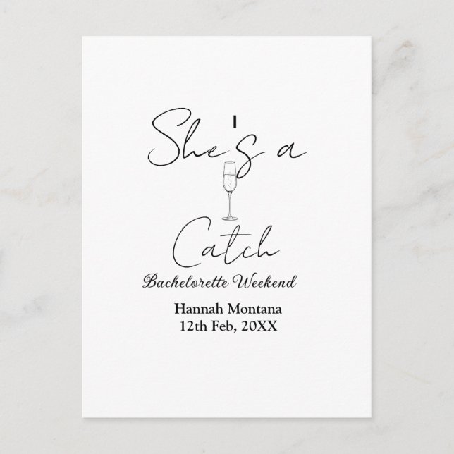 Carte Postale She's a catch champagne bottle bachelorette weeken (Devant)