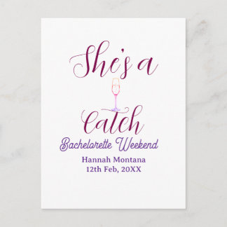 Carte Postale She's a catch champagne bottle bachelorette weeken