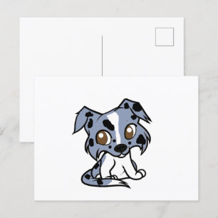 Carte Postale Shetland Sheepdog bleu merle et blanc caricature