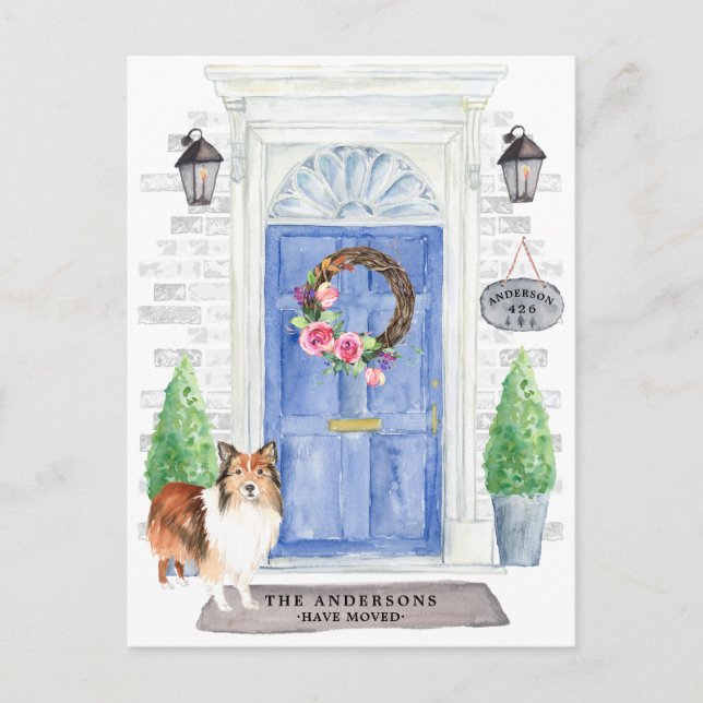 Carte postale Shetland Sheepdog Moving Faire-part (Devant)