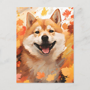Carte Postale Shiba Inu Action de grâce d'automne 