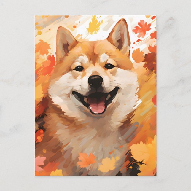 Carte Postale Shiba Inu Action de grâce d'automne  (Devant)