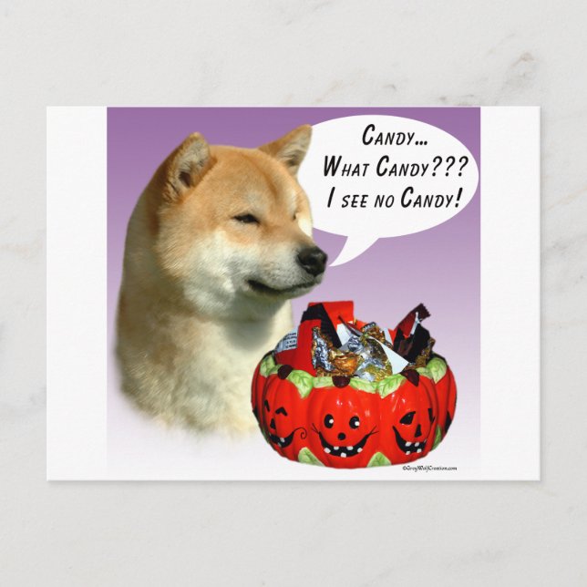 Carte Postale Shiba Inu Halloween Candy (Devant)