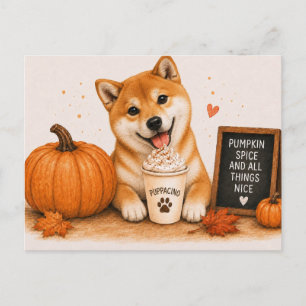 Carte Postale Shiba Inu Invitant un Puppaccino au Spice de Citro