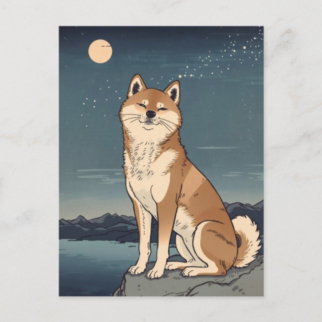 Carte Postale Shiba Inu Night Sky Postcard (Devant)