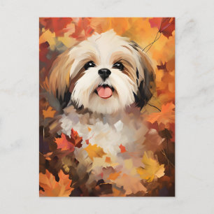 Carte Postale Shih Tzu Action de grâce d'automne 