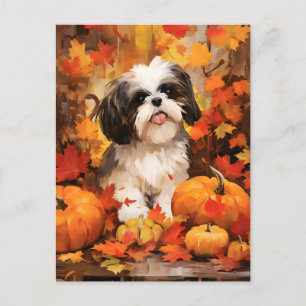 Carte Postale Shih Tzu Automne Thanksgiving