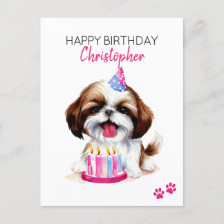 Carte Postale Shih Tzu Chien Personnalisé Joyeux Anniversaire