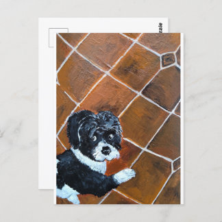 Carte Postale Shih Tzu sur Terrace Peinture d'Alfred Fox