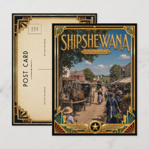 Carte Postale Shipshewana Indiana Art Déco Vintage Âge d'Or
