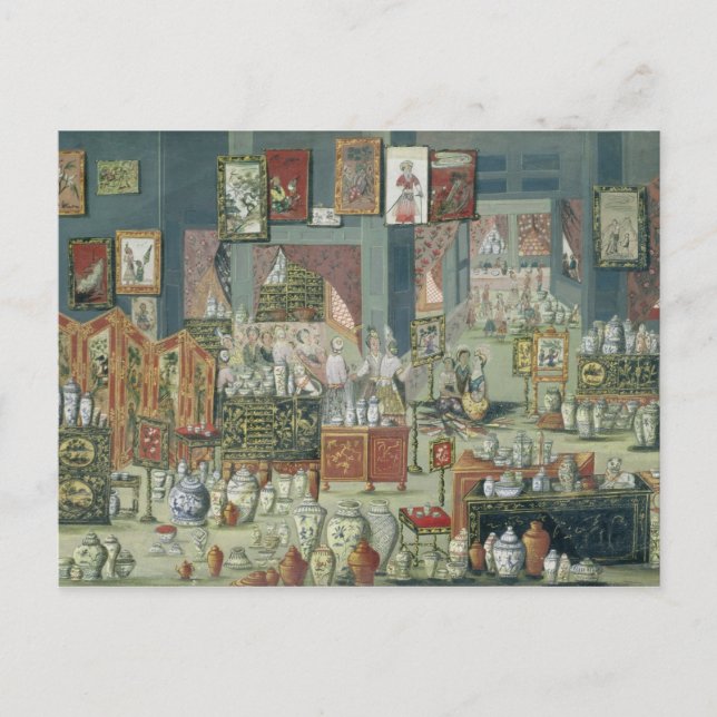 Carte Postale Shop Selling Chinese Goods, mid-18th century (cera (Devant)