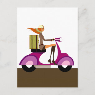 Carte Postale Shopping Par Scooter