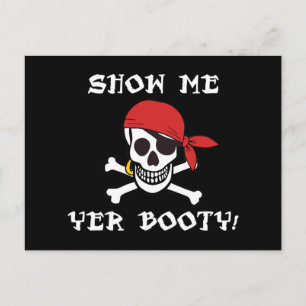 Carte Postale Show Me Yer Booty - Drôle Jolly roger adulte Humou