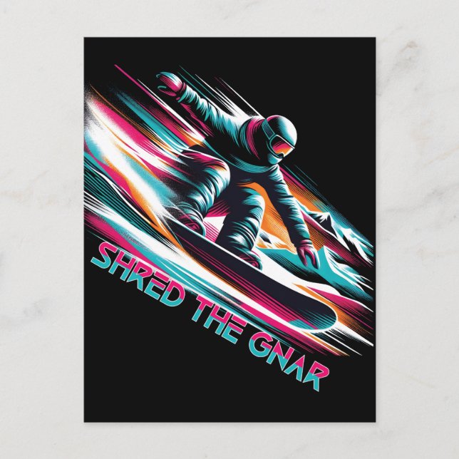 Carte Postale Shred the Gnar Snowboard (Devant)