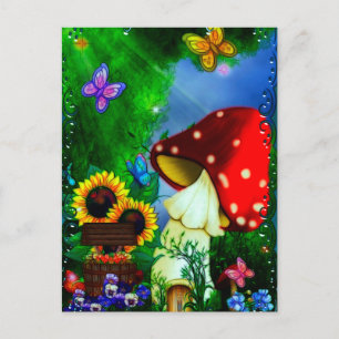Carte Postale Shroom Gully Whimsical Imaginaire Art