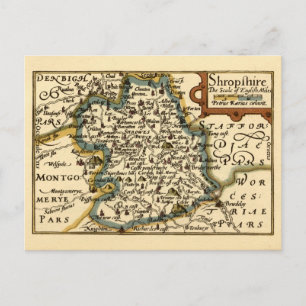 Carte Postale Shropshire County Map, England