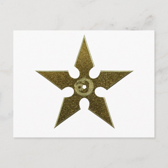 Carte Postale Shuriken or avec Dragon d'or (Devant)