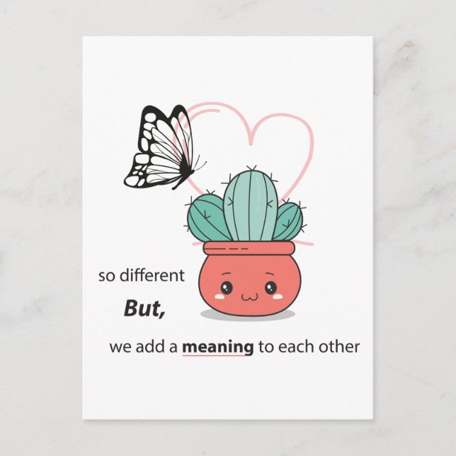 Carte Postale Si différents, parfaits ensemble – Joli Couple Amo (Devant)