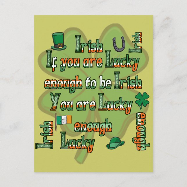 Carte Postale Si vous êtes assez chanceux pour être irlandais (Devant)