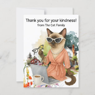 Carte Postale Siamese cat envoie un message via un ordinateur po