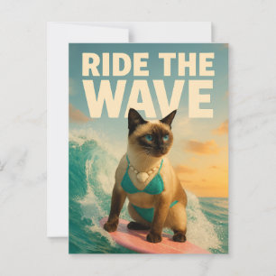 Carte Postale Siamese Cat surf