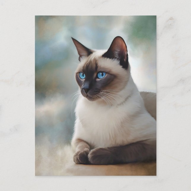 Carte Postale Siamese Chat 749 Art numérique (Devant)