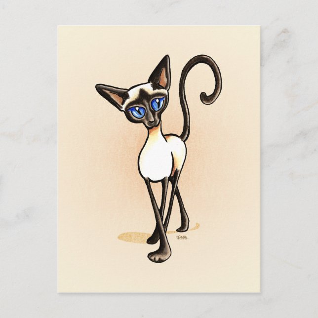 Carte Postale Siamese Seal Point Crosswalk Off-Leash (Devant)