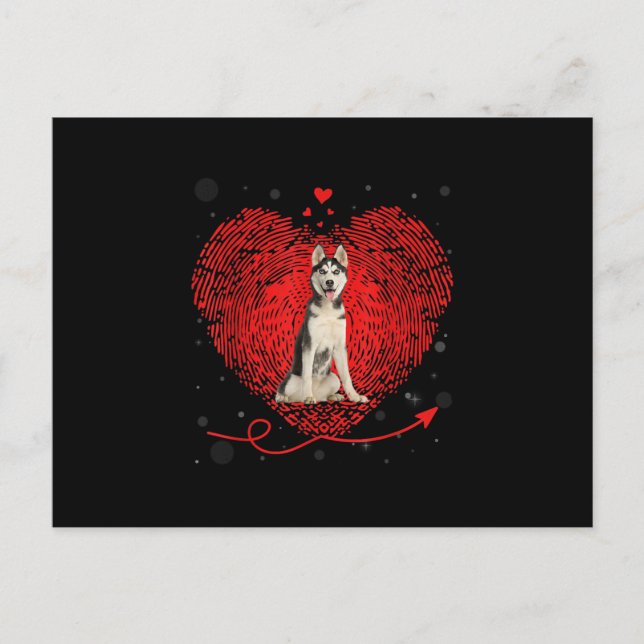 Carte Postale Siberian Husky Heart Love | Funny Valentin (Devant)
